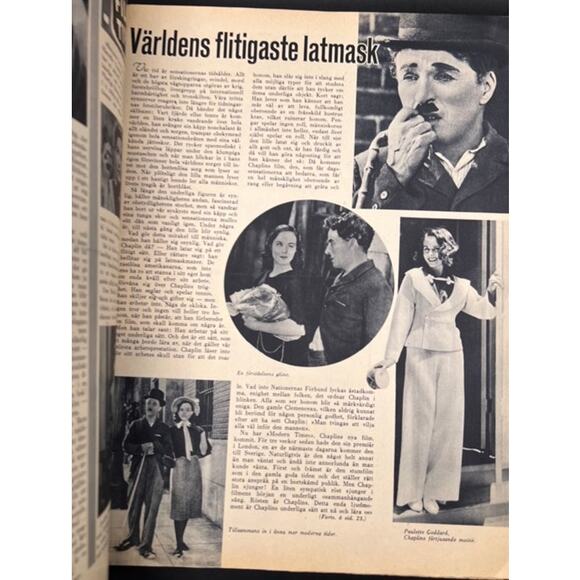 RARE 1936 Swedish Vara Damer Charlie Chaplin Magazine Modern Times Goddard - Picture 2 of 4